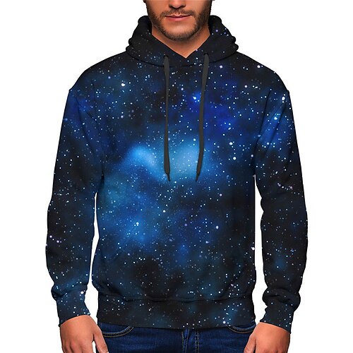 

Men's Unisex Hoodie Pullover Hoodie Sweatshirt Galaxy Graphic Prints Pocket Print Hooded Sports Outdoor Daily Sports 3D Print Basic Casual Hoodies Sweatshirts Long Sleeve Blue