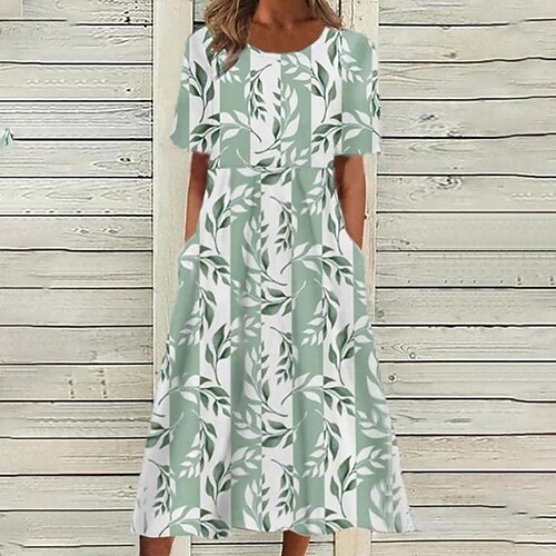 

Mujer Vestido informal Vestido de Columpio Vestido Midi Verde Trébol Morado Azul Oscuro Manga Corta Floral Estampado Primavera Verano Cuello Barco Fin de semana Holgado S M L XL XXL 3XL