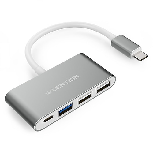 

LENTION 4-in-1 USB-C Hub with Type C USB 3.0 PD 3.0 Compatible with 2022-2016 MacBook Pro 13/14/15/16 New Mac Air/Surface ChromeBook More Multiport Charging & Connecting Adapter