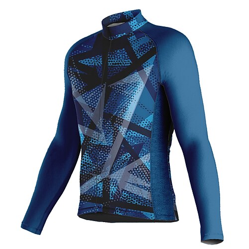 

21Grams Men's Cycling Jersey Long Sleeve Bike Top with 3 Rear Pockets Mountain Bike MTB Road Bike Cycling Breathable Quick Dry Moisture Wicking Reflective Strips Blue Polyester Spandex Sports