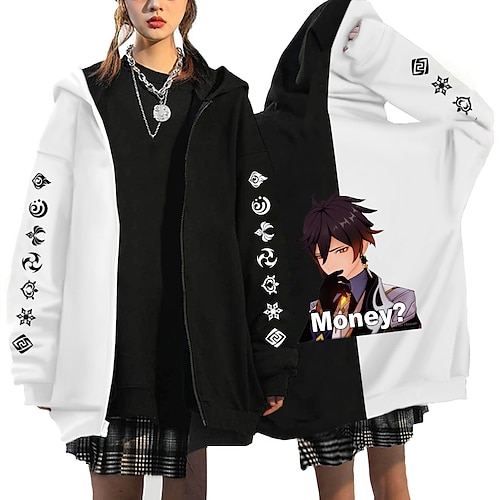 

Inspired by Genshin Impact Zhongli Hoodie Cartoon Manga Anime Classic Street Style Outerwear For Men's Women's Unisex Adults' Hot Stamping 100% Polyester
