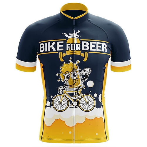 

21Grams Men's Cycling Jersey Short Sleeve Bike Top with 3 Rear Pockets Mountain Bike MTB Road Bike Cycling Breathable Quick Dry Moisture Wicking Reflective Strips Dark Blue Polyester Spandex Sports