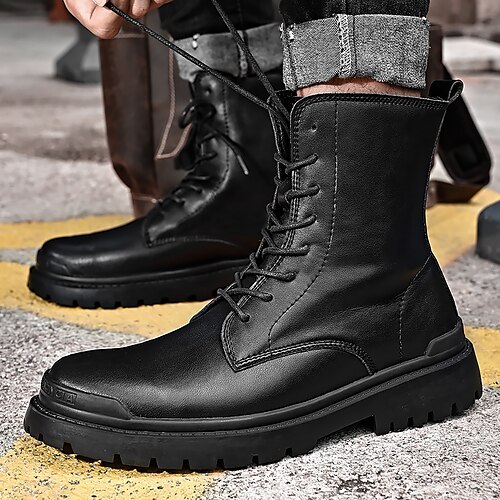 

Men's Boots Combat Boots Casual Classic Daily Office & Career PU Booties / Ankle Boots Black Winter Fall