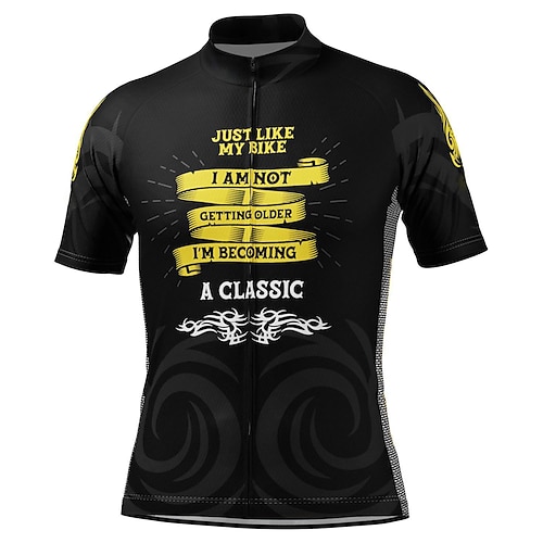 

21Grams Men's Cycling Jersey Short Sleeve Bike Top with 3 Rear Pockets Mountain Bike MTB Road Bike Cycling Breathable Quick Dry Moisture Wicking Reflective Strips Black Yellow Graphic Polyester
