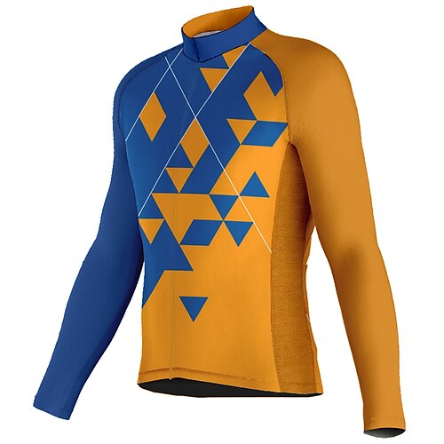 

21Grams Men's Cycling Jersey Long Sleeve Bike Top with 3 Rear Pockets Mountain Bike MTB Road Bike Cycling Breathable Quick Dry Moisture Wicking Reflective Strips Orange Geometic Polyester Spandex