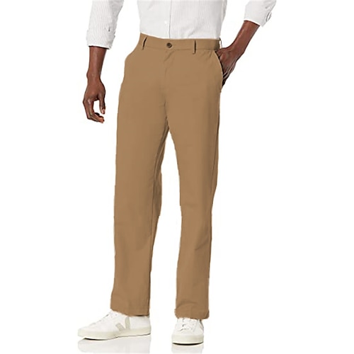 

Men's Chinos Trousers Front Pocket Straight Leg Solid Color Comfort Soft Casual Daily Streetwear Smart Casual Khaki