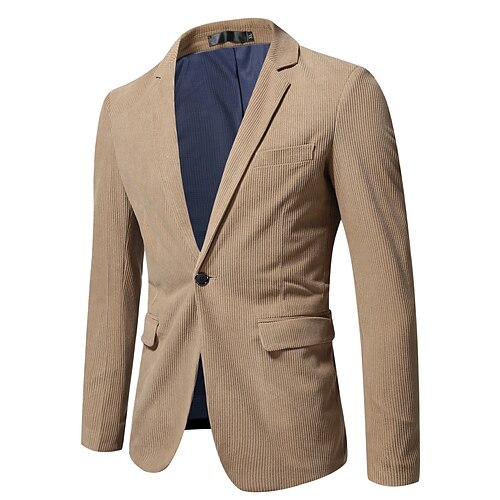 

Men's Blazer Sport Jacket Sport Coat Breathable Quick Dry Casual Party Favor Single Breasted Lapel Casual Daily Minimalism Jacket Outerwear Stripes and Plaid Quick Dry Wine Khaki Gray / Winter / Fall