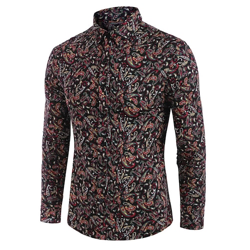 

Men's Shirt 3D Print Cashew nuts Turndown Street Casual Button-Down Print Long Sleeve Tops Designer Casual Vintage Retro Black