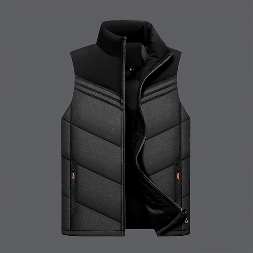 

Men's Fishing Vest Padded Hiking Vest Hiking Fleece Vest Sleeveless Top Outdoor Thermal Warm Windproof Breathable Front Zipper Winter Linear Polyester Taffeta Dark Grey Black Light Grey Fishing