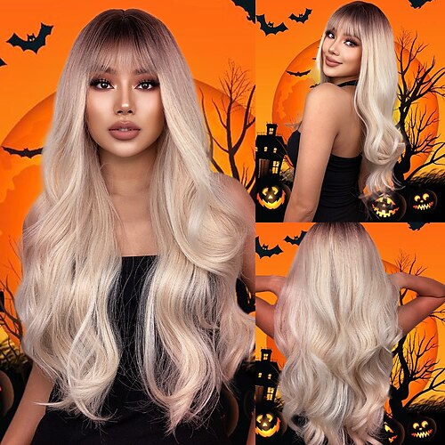 

HAIRCUBE Ombre Brown Long Wavy Wigs Natural Wave Hair for Women Wigs