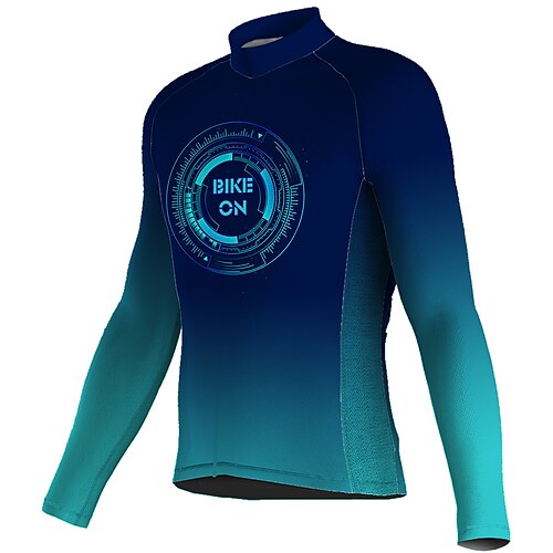 

21Grams Men's Cycling Jersey Long Sleeve Bike Top with 3 Rear Pockets Mountain Bike MTB Road Bike Cycling Breathable Quick Dry Moisture Wicking Reflective Strips Orange Blue Graphic Gradient
