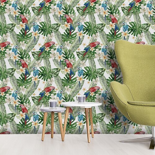 

Parrot Plant Flower Wallpaper Frosted Texture Living Room Tv Background Wall Decoration Waterproof Self-adhesive Wallpaper Wallpaper