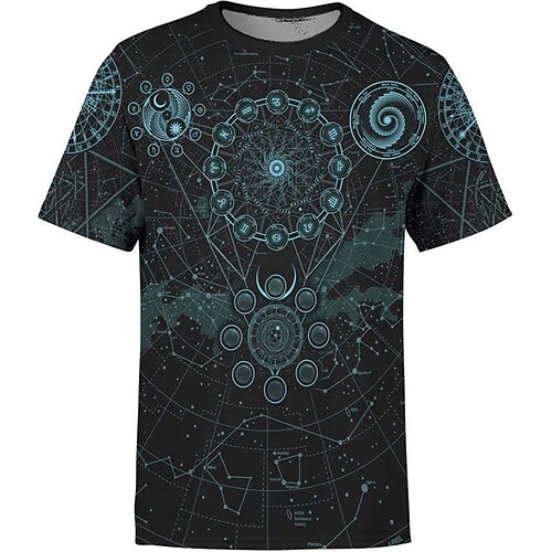 

Men's Unisex T shirt Tee 3D Print Tribal Graphic Prints Crew Neck Street Daily Print Short Sleeve Tops Casual Comfortable Big and Tall Sports Blue Brown / Summer