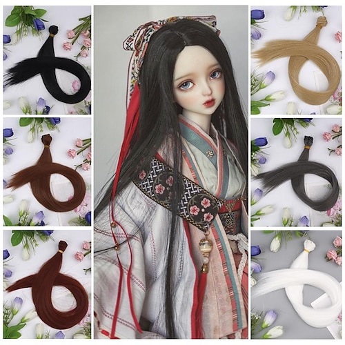 

Bjd Doll Hair Only Wig Long High Temperature Hair Row Small Cloth Diy Cotton Doll Wig Material 20inch