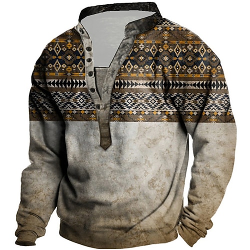 

Men's Unisex Sweatshirt Pullover Color Block Tribal Graphic Prints Print Casual Daily Sports 3D Print Designer Casual Hoodies Sweatshirts Gray