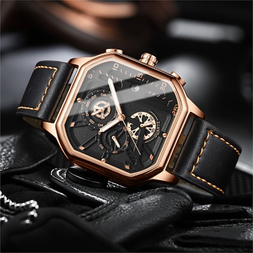 

BINBOND Brand Watch High Quartz Men's Luminous Waterproof Square Student Boy Male Clock