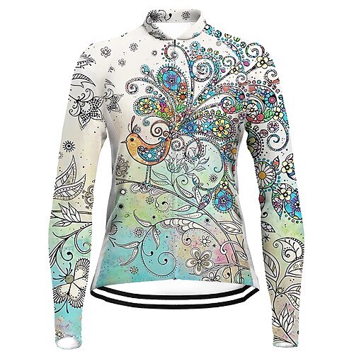 

21Grams Women's Cycling Jersey Long Sleeve Bike Top with 3 Rear Pockets Mountain Bike MTB Road Bike Cycling Quick Dry Moisture Wicking Blue Bird Sports Clothing Apparel / Stretchy / Athleisure