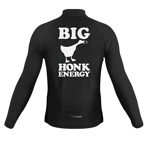 

21Grams Men's Cycling Jersey Long Sleeve Bike Top with 3 Rear Pockets Mountain Bike MTB Road Bike Cycling Breathable Quick Dry Moisture Wicking Reflective Strips Black Animal Honk Your Horn Polyester