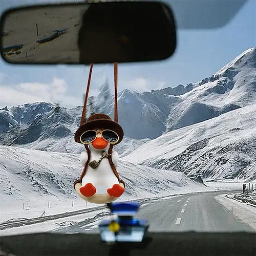 

Swing Duck Car Hanging Ornament Super Cute Swinging Ducks Mirror Hanging Accessories Auto Decoration Rearview Mirror Pendant Flying Duck Car Interior Set Car Decorations for Women Girls