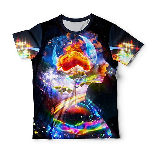 

Men's Unisex T shirt Tee Rainbow Graphic Prints Crew Neck Black 3D Print Outdoor Street Short Sleeve Print Clothing Apparel Sports Casual Classic Big and Tall / Summer / Summer