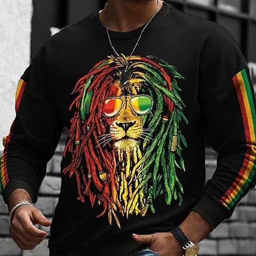 

Men's Unisex Sweatshirt Pullover Black Crew Neck Lion Graphic Prints Print Daily Sports Holiday 3D Print Streetwear Designer Casual Spring & Fall Clothing Apparel Hoodies Sweatshirts Long Sleeve