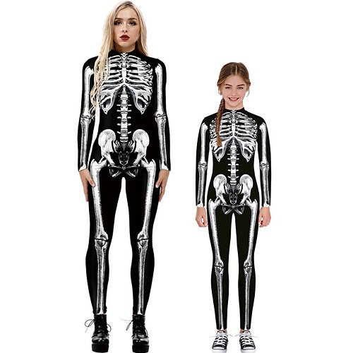 

Maman et moi Halloween Combinaison Modèle d'Halloween Casual Imprimer Violet Claire Blanche Noir Manches Longues du quotidien Tenues assorties