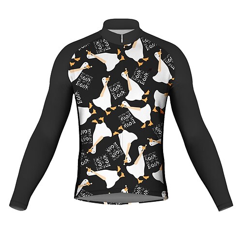 

21Grams Men's Cycling Jersey Long Sleeve Bike Top with 3 Rear Pockets Mountain Bike MTB Road Bike Cycling Breathable Quick Dry Moisture Wicking Reflective Strips Black Animal Honk Your Horn Polyester