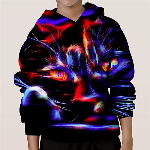 

Kids Boys Hoodie Animal Outdoor 3D Print Long Sleeve Pocket Active 3-13 Years Winter Blue