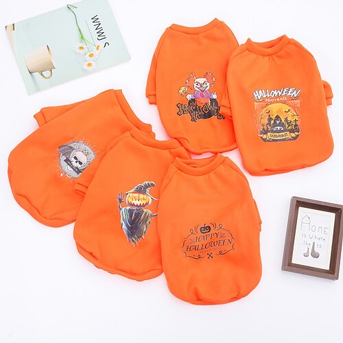 

New Halloween Dog Sweater Scary Pumpkin Ghost Witch Cartoon Puppy Clothes