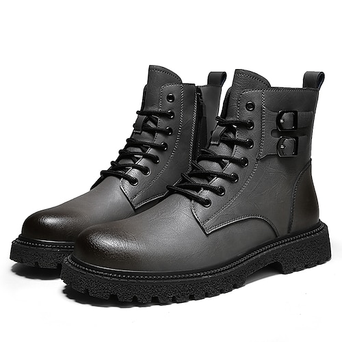 

Men's Boots Combat Boots Casual Classic Daily Office & Career PU Booties / Ankle Boots Black Gray Winter Fall