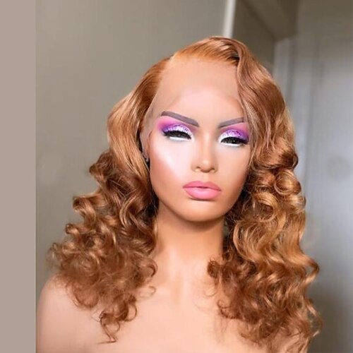 

Remy Human Hair 13x4 Lace Front Wig Free Part Brazilian Hair Loose Wave Brown Wig 130% 150% Density with Baby Hair Natural Hairline 100% Virgin Glueless Pre-Plucked For Women wigs for black women Long