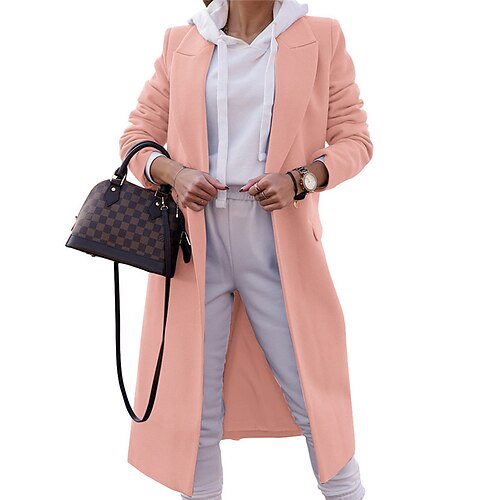 

Women's Winter Coat Warm Breathable Outdoor Daily Wear Vacation Going out Pocket Buttoned Front Turndown Active Modern Comfortable Street Style Solid Color Regular Fit Outerwear Long Sleeve Winter