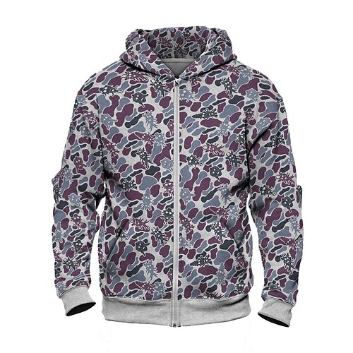 

Men's Unisex Full Zip Hoodie Jacket Gray Hooded Graphic Prints Zipper Print Sports & Outdoor Daily Sports 3D Print Basic Streetwear Casual Spring & Fall Clothing Apparel Hoodies Sweatshirts Long