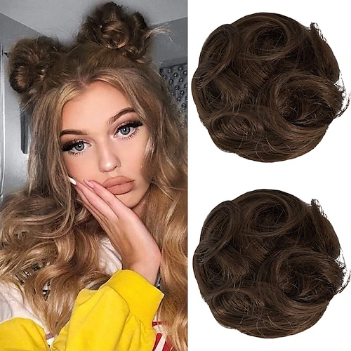 

1pc Hair Bun Ponytail with Claw Synthetic Hair Hair Piece Hair Extension Bouncy Curl Daily Wear Party & Evening Birthday dark brown Brown black Natural Black