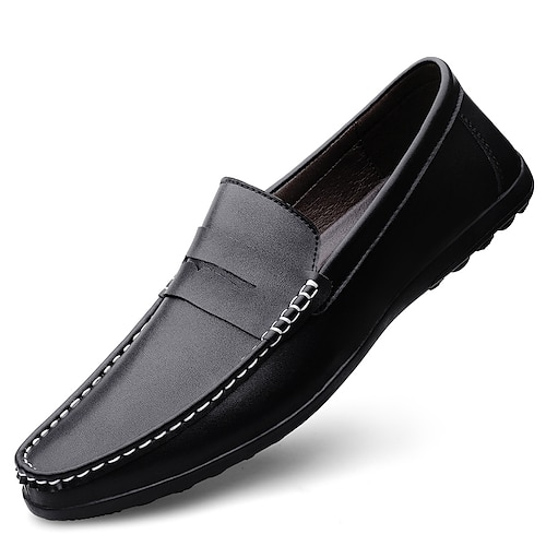 

Homme Mocassins et ChaussonsD6148 Mocassins de confort Maillots de bain Chaussures à carreaux de style britannique Entreprise Casual Britanique du quotidien Bureau et carrière Polyuréthane Noir Gris