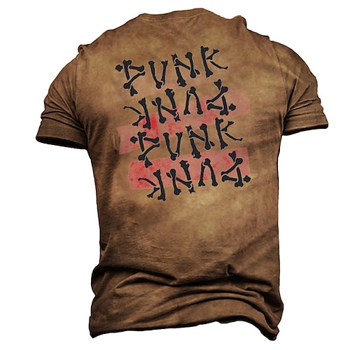 

Men's Unisex T shirt Tee Letter Graphic Prints Crew Neck Brown Short Sleeve 3D Print Outdoor Street Print Tops Vintage Sports Designer Casual / Summer / Summer