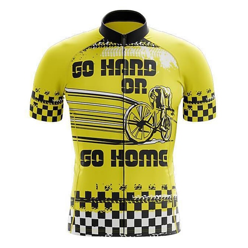 

21Grams Men's Cycling Jersey Short Sleeve Bike Top with 3 Rear Pockets Mountain Bike MTB Road Bike Cycling Breathable Quick Dry Moisture Wicking Reflective Strips Yellow Graphic Polyester Spandex