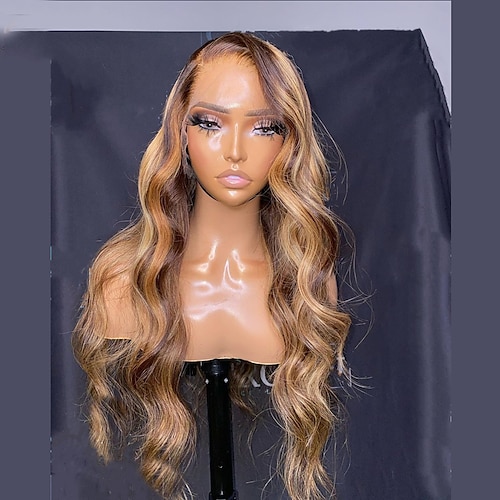 

Remy Human Hair 13x4 Lace Front Wig Free Part Brazilian Hair Body Wave Wavy Multi-color Wig 130% 150% Density with Baby Hair Highlighted / Balayage Hair Glueless With Bleached Knots Pre-Plucked For