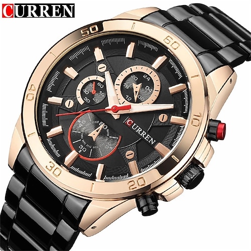 

CURREN Quartz Watch For Men Analog Quartz Stylish Stylish Waterproof Fake Three Eyes Six Needles Alloy Stainless Steel Fashion