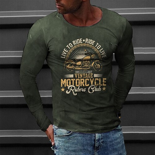 

Men's T shirt Tee Tee Graphic Round Neck Black Army Green Brown Navy Blue Long Sleeve 3D Print Casual Daily Print Tops Fashion Designer Comfortable Big and Tall