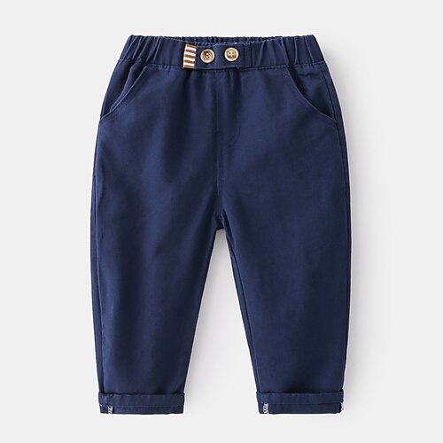 

Kids Boys Pants Solid Colored Active Casual Cotton 2-6 Years Spring Black Army Green Khaki