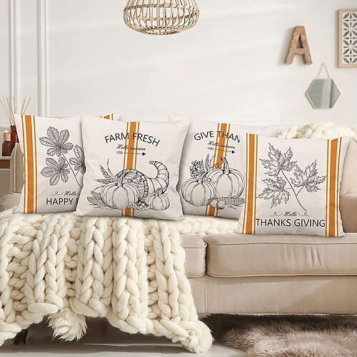 

Fall Harvest Double Side Cushion Cover 4PC Soft Decorative Square Throw Pillow Cover Cushion Case Pillowcase for Bedroom Livingroom Superior Quality Machine Washable Indoor Cushion for Sofa Couch Bed Chair