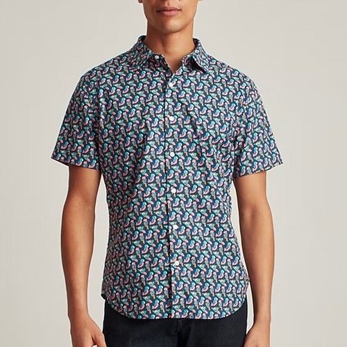 

Men's Shirt 3D Print Floral Turndown Street Casual Button-Down Print Short Sleeve Tops Casual Fashion Breathable Blue / Summer