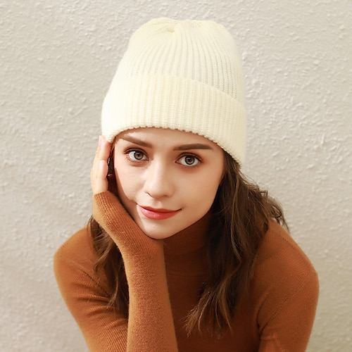 

Women's Hat Beanie / Slouchy Black Blue Orange Outdoor Home Daily Knit Pure Color Portable Windproof Comfort