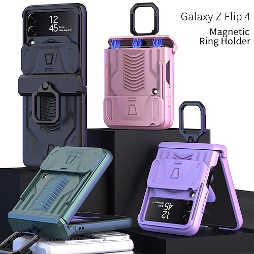 

teléfono Funda Para Samsung galaxia Funda Trasera Z Flip 4 Soporte para Anillo Magnética Soporte de carga inalámbrica Color sólido TPU