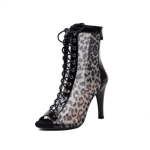 

Women's Boots Daily Sandals Boots Summer Boots Booties Ankle Boots Summer Lace-up Stiletto Heel Peep Toe Sexy PU Leather Zipper Leopard Black Red White