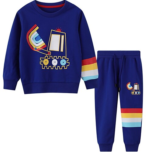 

2 Pieces Kids Boys Hoodie & Pants Clothing Set Outfit Cartoon Long Sleeve Set Outdoor Daily Preppy Style Winter Fall 2-8 Years 213009 213010 213012