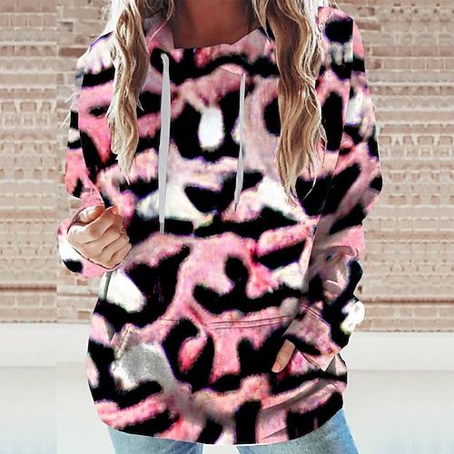 

Women's Hoodie Sweatshirt Pink Graphic Sports Long Sleeve 3XL