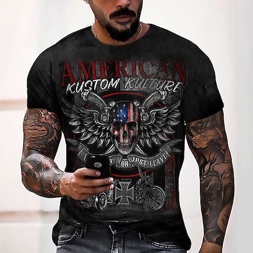 

Homens Camiseta Camisetas Gráfico Bandeira Letra Decote Redondo Preto Impressão 3D Casual Diário Manga Curta Impressão 3D Roupa Moda Legal Designer Confortável / Verão / Verão