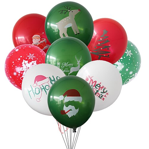 

100 PCS Christmas Word / Phrase Tree Reindeer Balloon for Gift Decoration Party 12 inch Emulsion